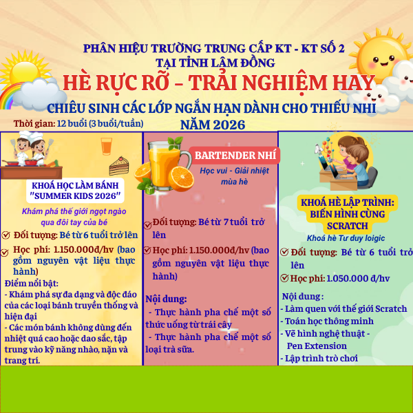 🍀 THÔNG BÁO CHIÊU SINH CÁC KHOÁ HỌC NHÍ - MÙA HÈ NĂM 2026 🍀
